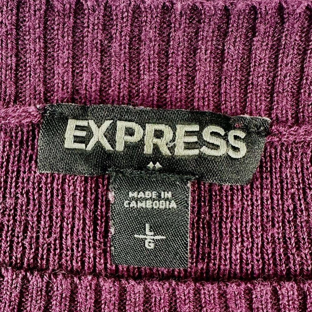Express Plum Purple Cotton Rayon Knit Sweater Pullover – Size L - Picture 13 of 14